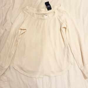 Abercrombie & Fitch Waffle Knit Top Off the Shoulder White NWT Size S